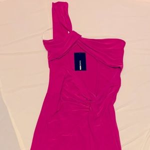 Fushia one shoulder high slit dress